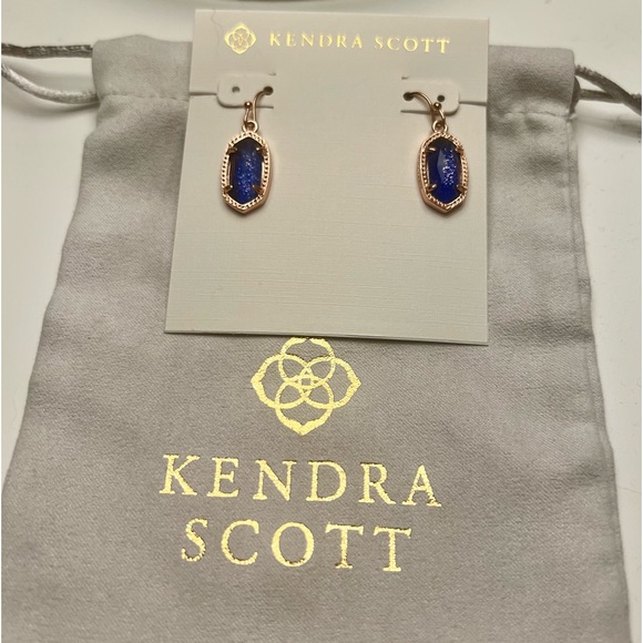 Kendra Scott Rose Gold Drop Earrings in Blue Lapis - Picture 3 of 8